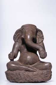 A Solemn Stone Carving Elephant-Trunk Statue of Mammon