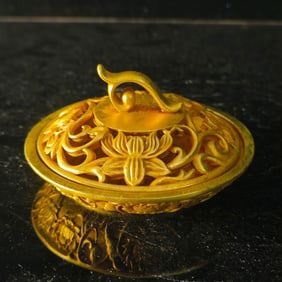 A Exquisite Gilt Bronze Lotus Incense Censer