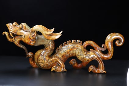 A Exquisite Hotan Jade Dragon Ornament