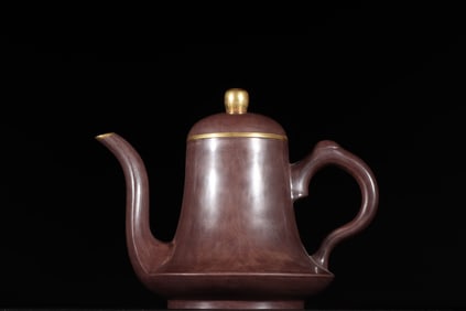 A Exquisite Purple Sands Painted Gold Ewer