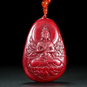 A Exquisite Hotan Jade Carved Avalokitesvara Jade Plaque