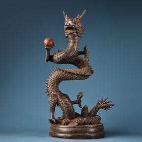 A Exquisite Bronze Carved Dragon Ornament