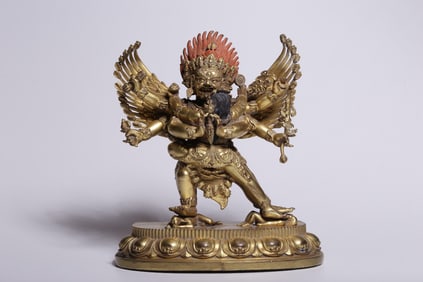 A Solemn Gilt Bronze Statue of Chakrasamvara