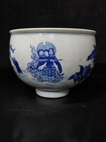 A Exquisite Blue and White Figures Pattern Censer