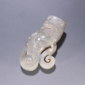 A Rare Hotan Jade Dragon Pattern Cup