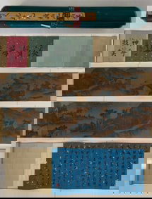 A Chinese Hand Scroll Ink Painting of Landscape on Silk