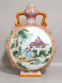 Enamel Lotus Character and Story Pattern Vase