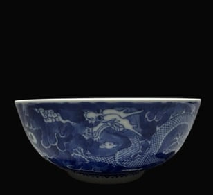 A Exquisite Blue and White Dragon Pattern Bowl
