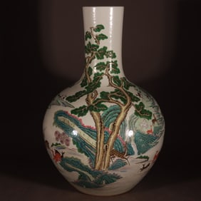 A Rare Famille-Rose Deer Pattern Vase