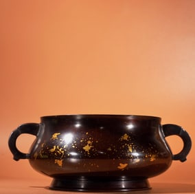 A Exquisite Red Copper Sprinkled Gold Censer