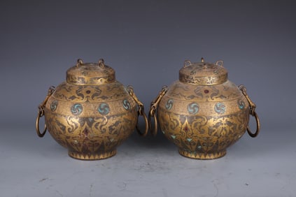 A pair of Rare Bronze Gilt Jar