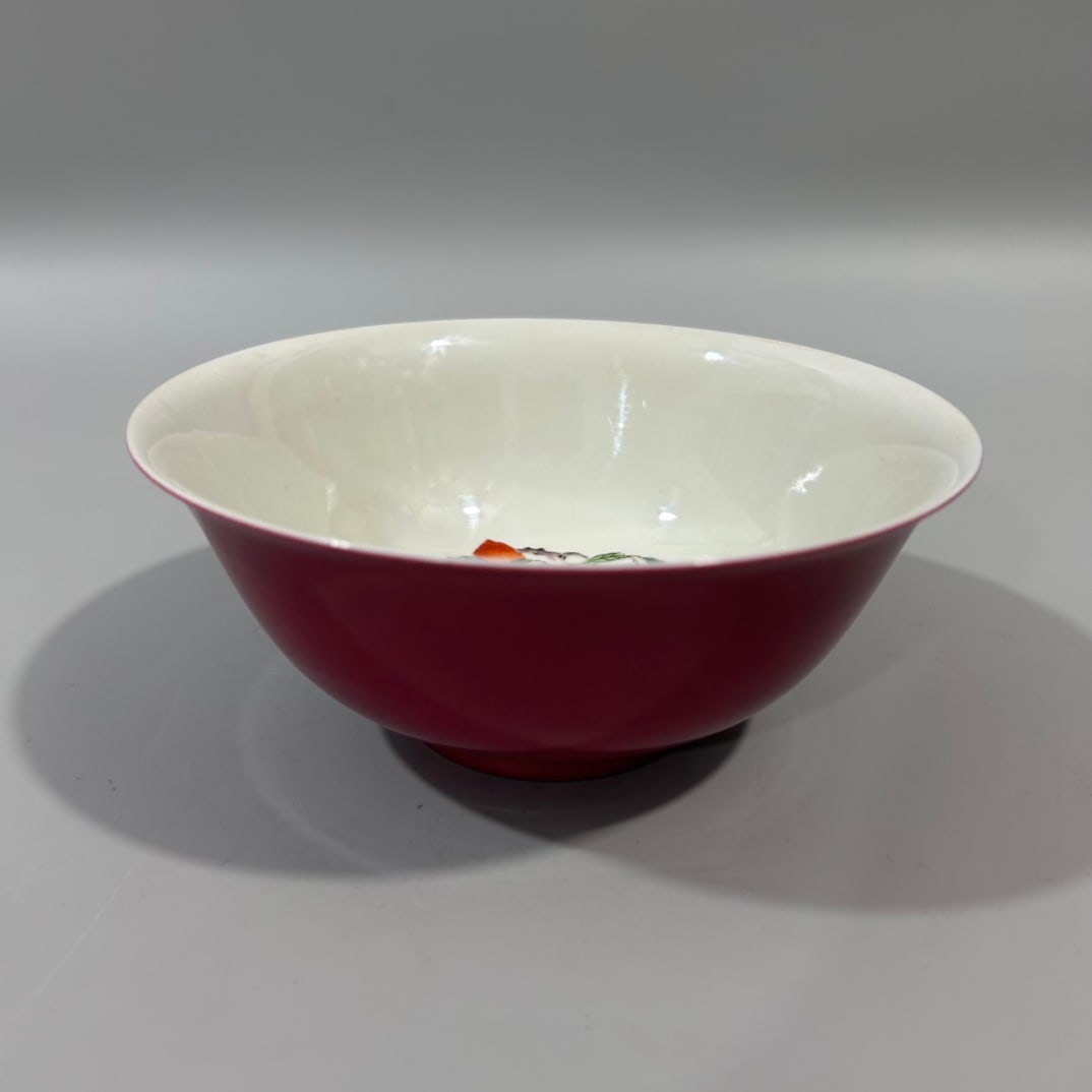 A Exquisite Ruby Red-Glazed Famille-Rose Flower Pattern Bowl (1 of 6)