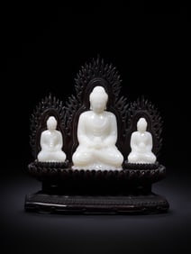 A Set of Rare  Hotan Jade Buddha Statue Ornaments
