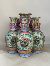 A Exquisite Enamel Landscape Pattern Vase