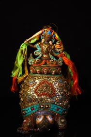 A Exquisite Meteorite Carved Inlaid Dzi bead Tortoise Ornament