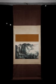 A Chinese Ink Painting of Landscape on Paper, Vertical Scroll