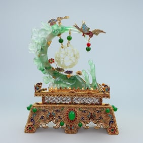 A Exquisite Jadeite Hetian Jade Cloisonne Ornament