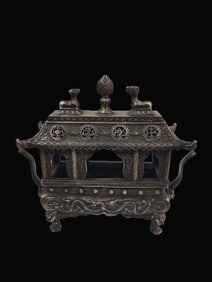 A Exquisite Gilt Silver Bronze Dragon Pattern Censer