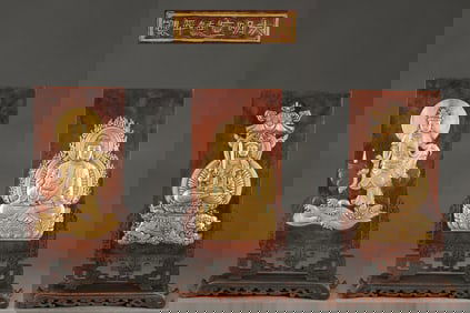 A Set of Exquisite Gilt Bronze Buddha Pattern Table Screen