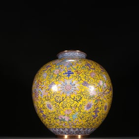 A Rare Enamel Lotus Pattern Vase