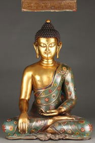 A Exquisite Bronze Cloisonne Buddha Statue Ornament