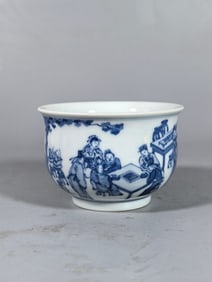 A Exquisite Blue and White Figures Pattern Cup