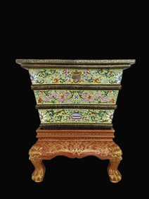 A Exquisite Enamel Painted Gold Eight Treasures Pattern Flowerpot