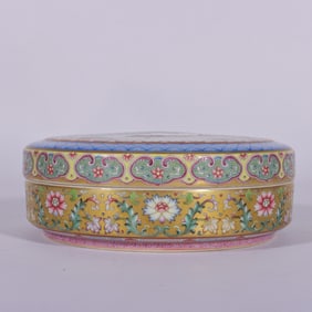 A Exquisite Enamel Gold Ground Flower and Bird Pattern Box