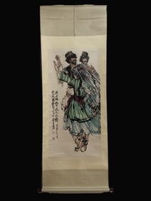 A Chinese Vertical Scroll Ink Painting of Figure on Paper