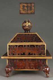 A Exquisite Gilt Bronze Taotie Pattern Censer