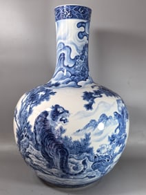 A Exquisite Blue and White the twelve Chinese zodiac signs Pattern Vase