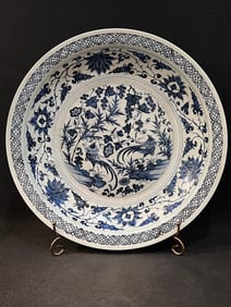A Exquisite Blue and White Flower and Bird Pattern Plate