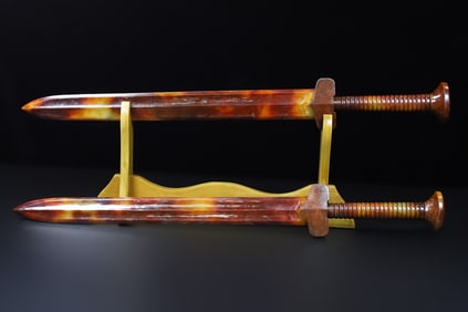 A pair of Exquisite Hotan Jade Sword