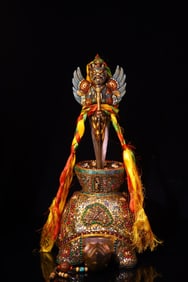 A Exquisite Meteorite Carved Inlaid Dzi bead Gems Tortoise Ornament