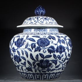 A Exquisite Blue and White Flower Pattern Jar