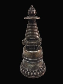 A Exquisite Gilt Silver Bronze Stupa