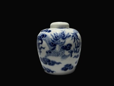 A Exquisite Blue and White Dragon Pattern Jar