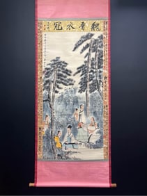 A Chinese Vertical Scroll Ink Figure Painting on Paper