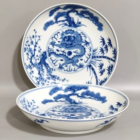 Blue and White Flower Pattern Plate