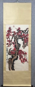 A Chinese Vertical Scroll Ink Painting of Plum Blossom on Paper