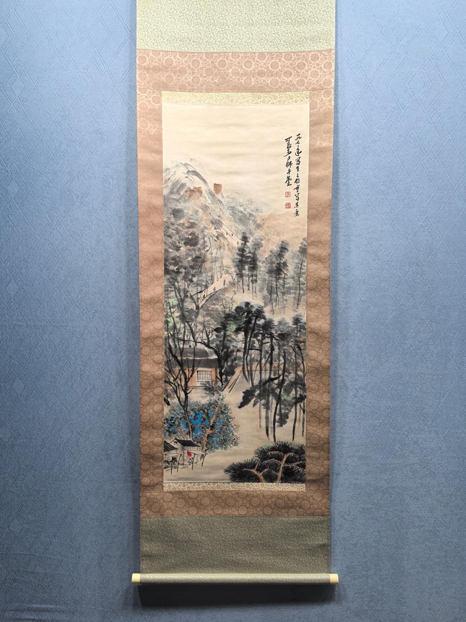 A Chinese Ink Wash Landscape Painting on Paper, Vertical Scroll (1 of 8)