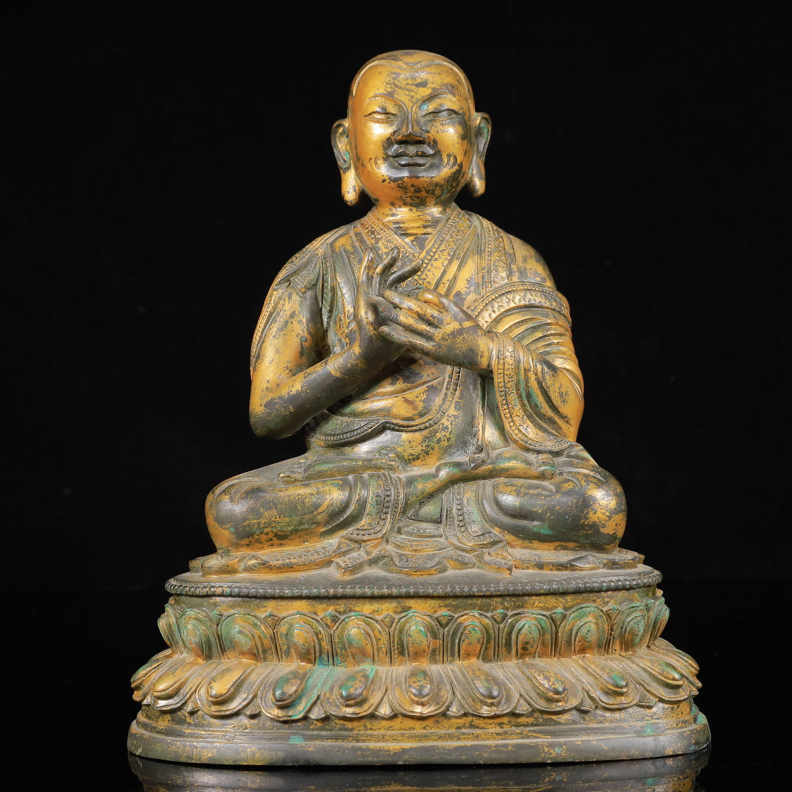 A Solemn Gilt Bronze Statue of Guru (1 of 9)