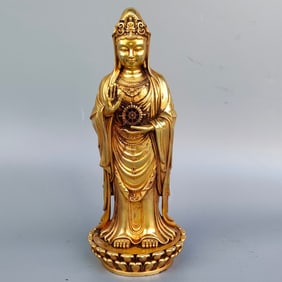 A Exquisite Bronze Gilt Avalokitesvara Buddha Statue