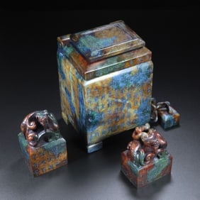 A Exquisite Hotan Jade Auspicious Beast Seal