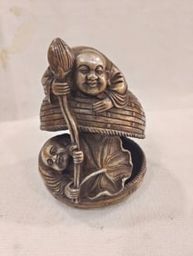 A Exquisite Gilt Silver Bronze Figures Ornament