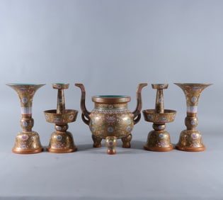 A Set of Rare Famille-Rose Lotus Pattern Censer