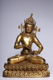 A Solemn Gilt Bronze Statue of Vajrasattva