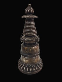 A Exquisite Gilt Silver Bronze Stupa