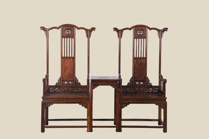 A Huge Huanghuali Wood High-Back Dragon Head Grand Armchair