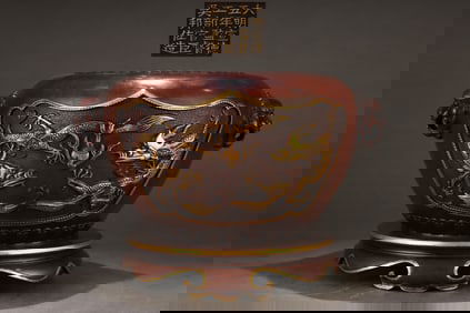 A Exquisite Gilt Bronze Dragon Pattern Censer